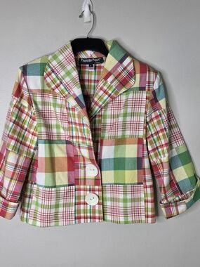 Vintage Painted Pony Madras Patchwork Plaid Blazer